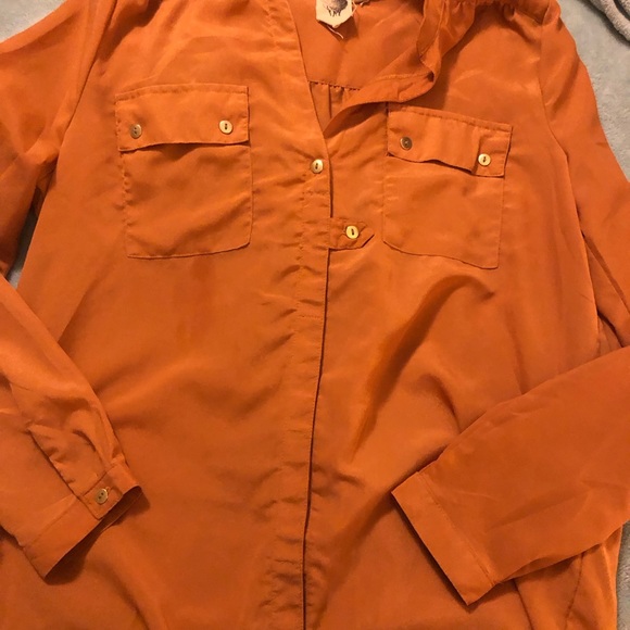 Mustard colored button up NWOT YB - Picture 9 of 11